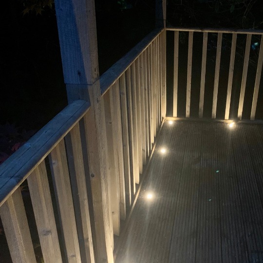 Patio and deck lighting done by professional landscape lighting installers