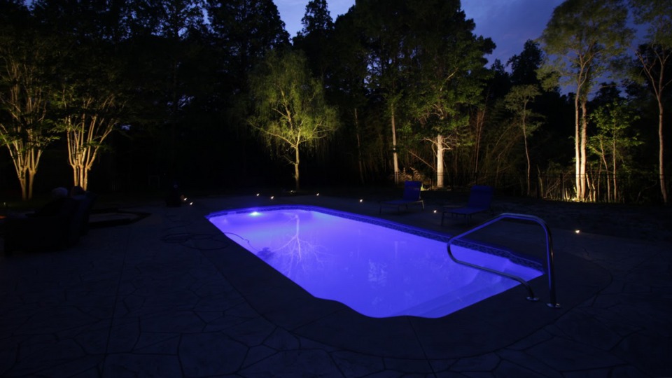 landscape lighting installation for a pool